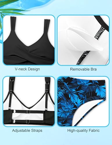 Image of Teen Girls Swimsuits V-Neck Bikini Set Bathing Suits Cross Straps Two Piece Swimwear with Drawstring
