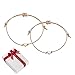 Produktbild 2 Stück Rosegold-Silber Herz Freundschaftsarmbänder set für Frauen Mädchen,Zart Filigranes Dünn Seil Liebes Damen Armband Geschenk für Paar Mama Beste Freundin Weihnachten Muttertag Geburtstag