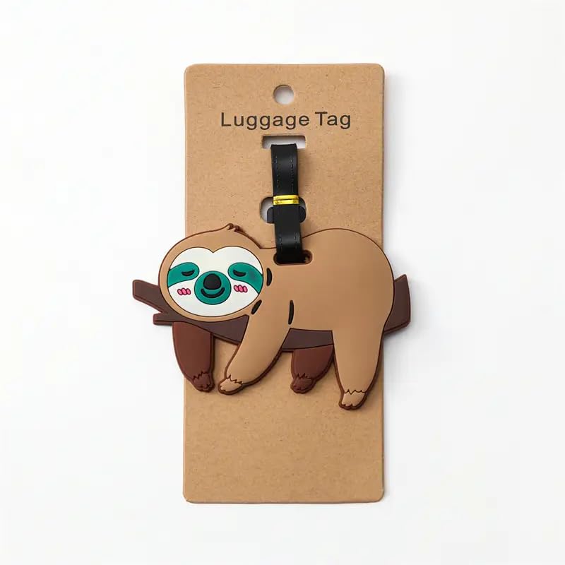 Cute Silicone Luggage Tags, Suitcase Travel Label Address Holder,Travel Accessories,Sloth
