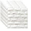 YU LI 3DH 3D Wall Panels Peel and Stick 30PCS White Foam Brick Wallpaper for Bedroom Faux Stone Wall Panel Self-Adhesive Wallpaper (30PCS-29 Sq Ft, White)