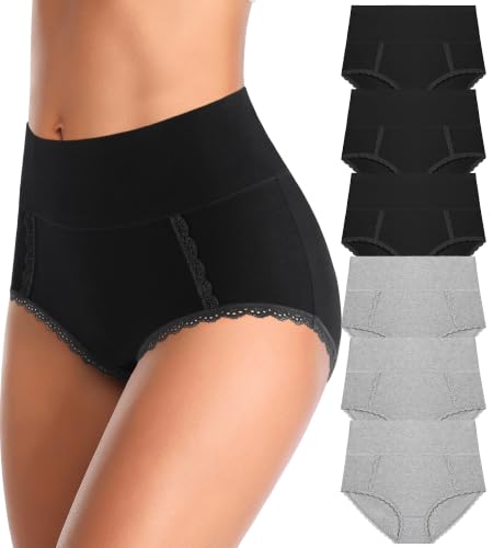 Image of MISSWHO Cotton High Waisted Soft Womens Underwear Breathable Panties, Multipack