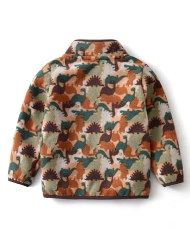 Image of Kids Printed Fleece Jacket Sherpa Lined Lightweight Zip | Toddler Baby Boys Girls Autumn Winter Warm Outerwear Soft Polar Fleece Car Seat Friendly Zip Up Coat