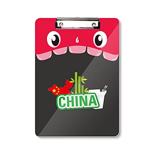 Dossier à tête plate A4 en bambou motif carte de Chine verte pour apprentissage