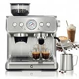 RBFGYIOP Siebträgermaschine Mit Mahlwerk & 20 Bar Druck, Espressomaschine Mit 30 Mahlgraden, 1450W, 2,8L Abnehmbarer Wassertank, PID, Manometer, Dampf-/Heißwasser-Düse, Kaffeemaschine Mit Barista-Kit