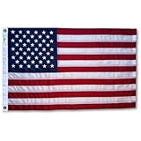 2x3 ft American Flag – Made in USA, FMAA Certified – 210D Nylon Outdoor US Flag with Embroidered Stars, Sewn Stripes, Reinforced Fly End & Brass Grommets for House Display, Porches, Compact Spaces