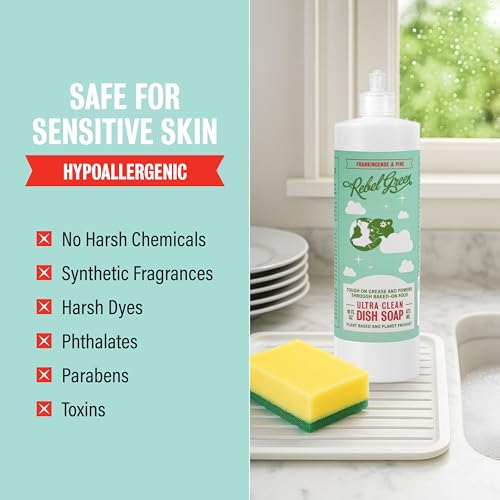 Image of Rebel Green Super Deluxe Dish Soap - Plant-Based Sustainable Dishwashing Soap - Frankincense & Pine Scent - 16 fl oz - 1 Pack