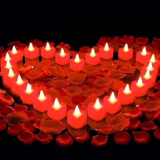 Mineup Velas LED Románticas en Forma de Corazón con 2000 Pétalos de Rosa, Vela de Té LED, Vela Romántica para Fiestas, Bodas, San Valentín | Ya disponible en tu tienda friki favorita! En mundofriki.es!