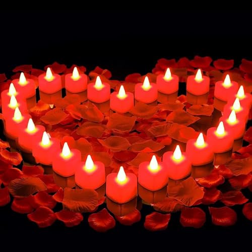 Mineup Velas LED Románticas en Forma de Corazón con Pétalos de