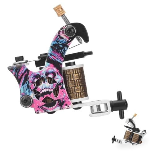 Healifty Máquina de Tatuar Bobinas de Hierro Galvanizado 10 Espiras Diseño de Calavera Pentagonal 1 Pieza Dispositivo de Tatuajes en Espiral para Delinear y Sombrear Profesional