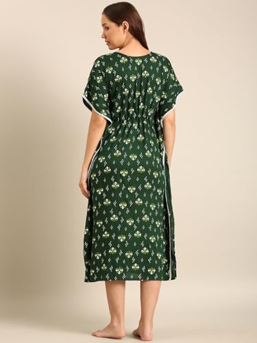 Image of Rupa Jon Aishwarya Women Full Length Printed Kaftan Nighty in Premium Cotton Blend Fabric, Night Dress, Maxi Nighty for Comfortable Everyday Wear