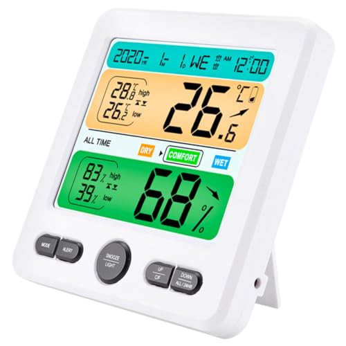 Toyvian 多機能デジタル温湿計 大画面液晶表示 室内用温湿計 スタンド設置可能 家 オフィス 温室対応