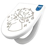 banjado WC Sitz mit Absenkautomatik D Form - Toilettendeckel mit Absenkautomatik D Form - Klodeckel Softclose - stabile Klobrille - Toilettensitz Weiß - Motiv Sternzeichen Stier