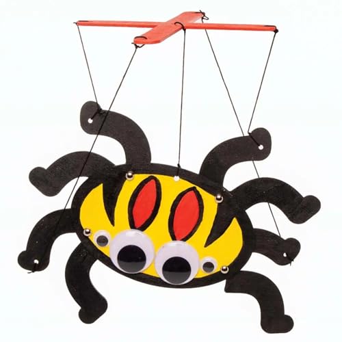 Baker Ross FE690 Spinnen-Marionette aus Holz, 3 Stück, Basteln Sie Ihre eigenen Holzpuppen, Puppen für Kinder, Holzhandwerk für Kinder zum Zusammenbauen und Dekorieren