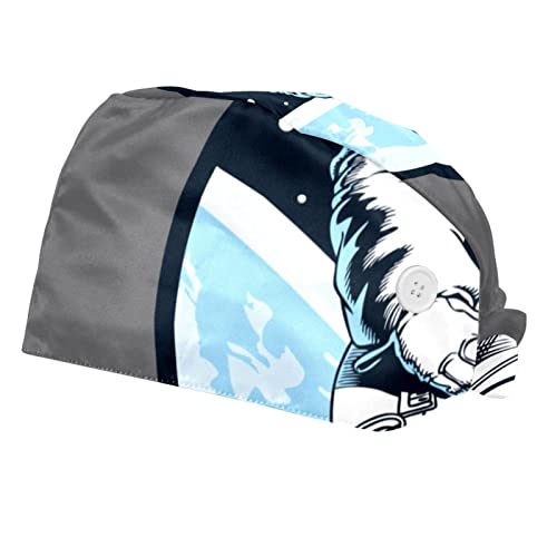ZORE_FINE5 2 Pz Berretto da Lavoro con Pulsante e Fascia per il Sudore Unisex Regolabile Elastico Fasciatura Cravatta Indietro Cappelli Bouffant Divertimento Spaziatori