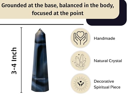 Image of Crystal Heaven Dendrite Agate Crystal Tower Obelisk Point For Chakra, Healing And Balancing - Aaa Grade Original Certified Gemstone Agate For Reiki Meditation Yoga Spiritual (3-4 Inches)