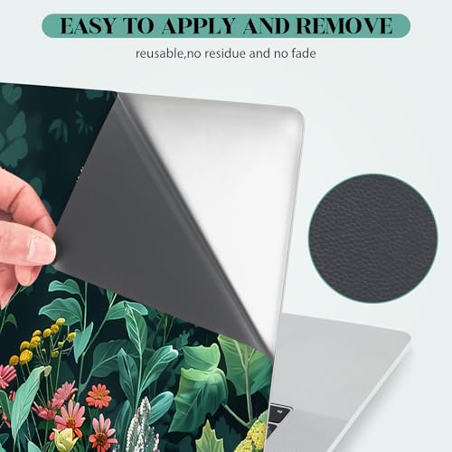 Image of Laptop Skin Sticker Decal,13.3 inch 14 inch 15 inch 15.4 inch 15.6 inch Laptop Vinyl Skin Sticker Cover, Art Decal Protector with Free 2 Wrist Pads, Green Daisy Leaves