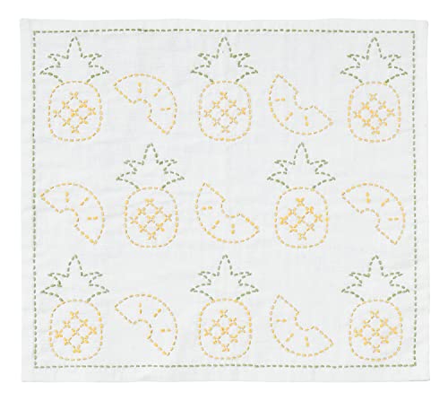 原ウール 刺し子のふきん 刺し子 キット 北欧 モダン 布巾 伝統柄 日本製 猫 綿100 パイナップル