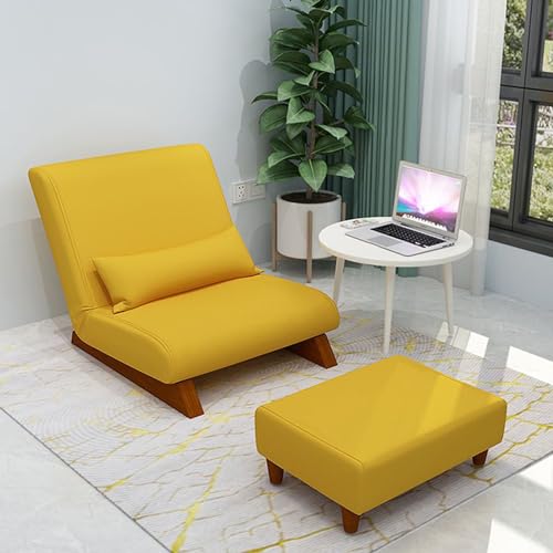 Chaise longue per interni, sedia da pavimento regolabile in 5 angoli, divano pieghevole per ragazzi e adulti, comoda sedia imbottita per soggiorno e camera da letto, giallo-2