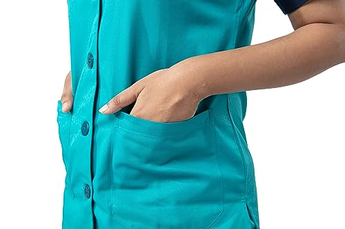 Image of UNIFORM CRAFT Female Nurse Uniform NT03 | Hospital Staff, clinics, Home Health, Nurse Uniforms for Women made of Polyester-Cotton (M, Teal & Navy Blue)