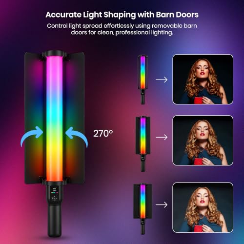 Image of Simpex LS500R RGB LED Photography Light Stick | Rechargeable Video Light with 360 Full Color RGB, 2700K-7500K Bi-Color, CRI 96+, 15 FX Effects, Music Sync Mode for YouTube, Vlogging, Photography