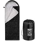 BESTIF Schlafsack für Camping Outdoor Deckenschlafsack Sommer Wasserdicht Ultraleicht Kleines Packmaß Tragetasche 210x75cm (Schwarz, 210 x 75 cm)
