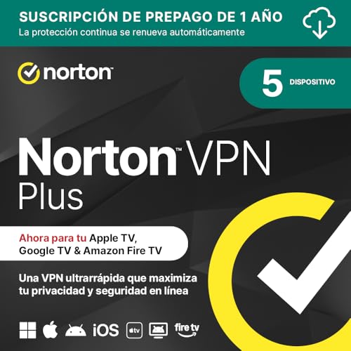 Norton VPN Plus 2026 │ 5 Dispositivos │ 1 Año con renovación automática │ Descarga digital