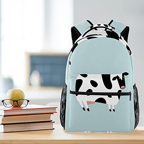 Sac à dos durable motif vache et sac d'école léger multicolore - 6
