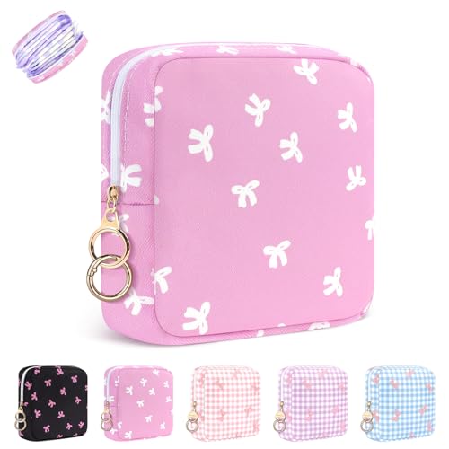 Image of Period Bag for Teen Girls, Canvas Sanitary Napkin Storage Bag with Zipper, Portable Menstrual Pad Bag Tampon Holder for Purse