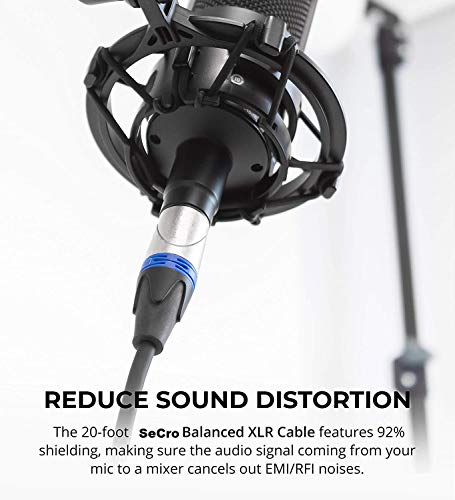 Image of SeCro Premier Series (3 Pin) Microphone Cable - XLR Male to Female Mic Cable - 100% Pure Oxygen-Free Copper Wire - Premium Professional Grade (2 Meter)