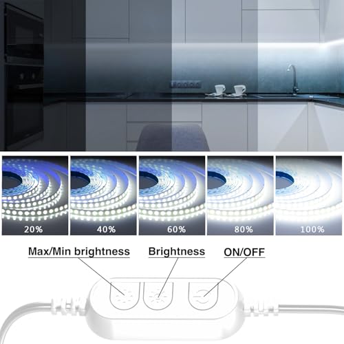 Image of dalattin White COB LED Strip Lights, 32.8ft Dimmable Super Bright 24V Led Tape Light 6500K 1400 LEDs Daylight White Lights for Bedrooms, Mirror, Kitchen, Home Decoration