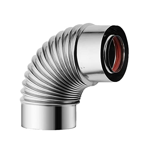 BOBORE Tubo de codo de 45°, codo de acero inoxidable, tubo de combustión resistente al calor para estufas, extensión de tubo de chimenea de codo inoxidable para estufa de tienda de campaña caliente