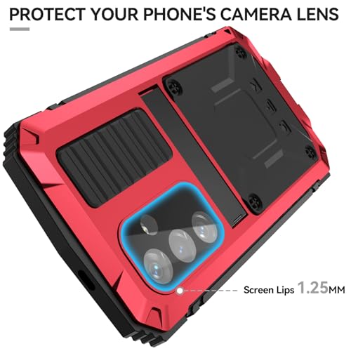 Coque Samsung S25 protection écran et corps en métal rouge ultra résistante