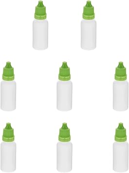 Aicosineg 20Pcs 0.51oz Lab Dropping Bottles PE Plastic Bottles Lab Eye Dropper Bottles Squeezable Eye Liquid Drop Bottle Small Mouth Drop Bottles Sample Seal Storage Bottles with Green Cap for Travel