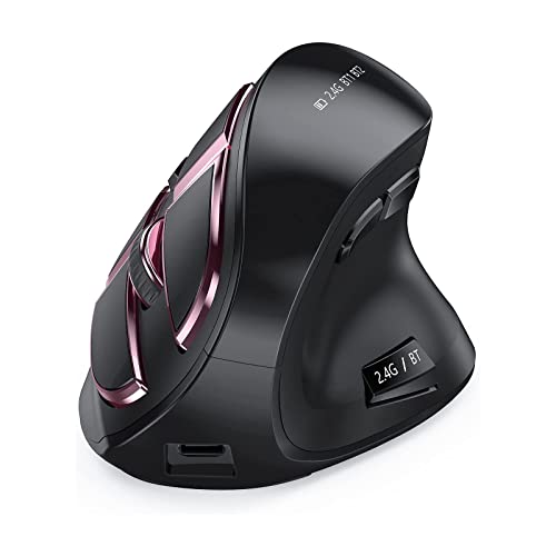 Ergonomic-Mouse-Wireless-seenda-Rechargeable-Vertical-Mouse-for-Multi-Purpose-BT305024GHZ-Ergonomic-Mouse-Bluetooth-for-LaptopPCSmart-TVMacSmartphoneTabletiPad-Black-and-Rose-Gold