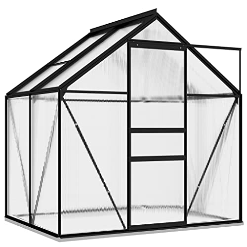 Preisvergleich Produktbild vidaXL Gewächshaus UV-beständig Wärmeisolierend Treibhaus Tomatenhaus Frühbeet Garten Pflanzenhaus Gartenhaus Anthrazit Aluminium 2,47m²