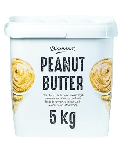 DIAMOND Crema de cacahuete, crema de cacahuete de 90% de cacahuetes tostados, cremosa, en tarro, vegana y sin gluten - 1 x 5 kg