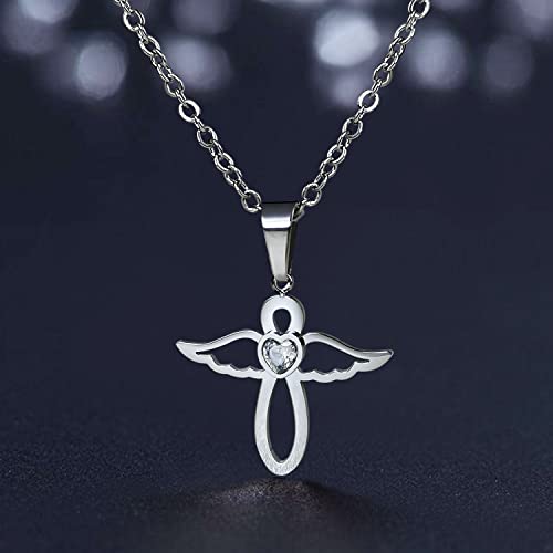 Phocksin April Birthstone Necklace For Girls Clear Cubic Zirconia Infinity With Cute Angel Wing Pendant Necklaces #TOP6