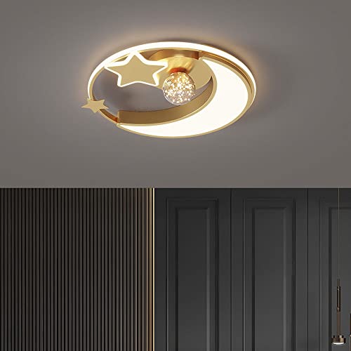 Plafonnier de luxe léger 48W design créatif étoile et lune pour salon élégant