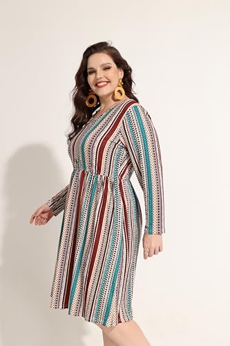 Image of RITERA Plus Size Dresses for Curvy Women Summer Spring Womens Dress V Neck Short Sleeve Casual Dress with Pockets XL-5XL