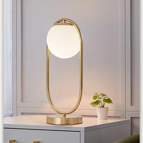 Lámpara de Mesa Moderna con Pantalla de Cristal Blanca