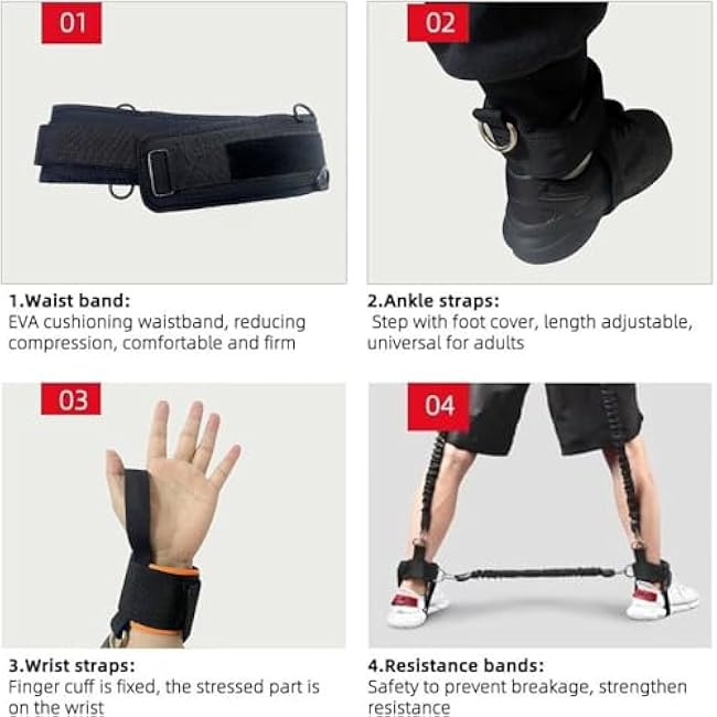 Boxing Resistance Bands, Leg Strength and Agility Speed Trainer Exercise Full Body Physical Workout Power Punch Pro for MMA, Volleyball Basketball Football Training Equipment