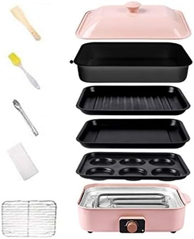 Electric BBQ Grill and Hot Pot Cooker, 4-in-1 Non-Stick Multifunction Set for Indoor and Outdoor Cooking