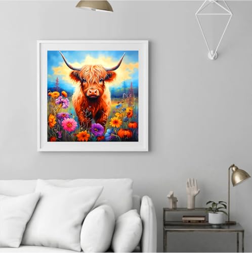 ijbnhd 5D Cow Diamond Painting Art Kits, Highland Cow, 14x14inch - image 4