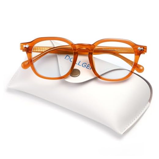 Dollger Blue light Glasses for Women Men Non-prescription clear Square Frame Computer Screen Blue light Blocking Eyeglasses Clear Tea-orange