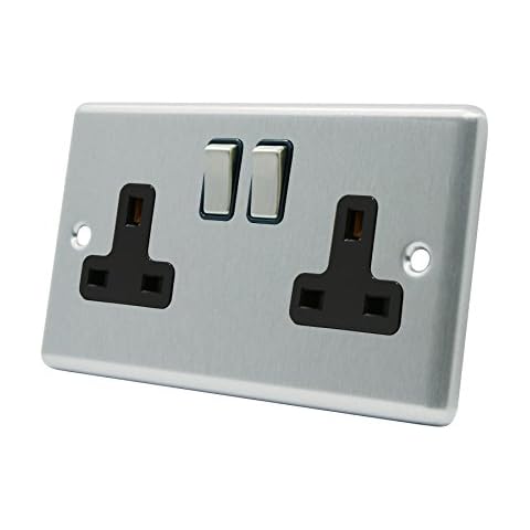 AET CSC2GSOCBS Satin Chrome Double Plug Socket Cover