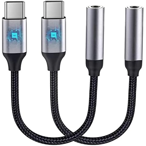 Yiany USB C to 3.5mm Female Headphone Jack Adapter,【2 Pack】Type C to Aux Audio Dongle Cable Cord for Samsung Galaxy S21 S20 Ultra Note 20 10 S10, Huawei P40 P30, Pixel 4 3 XL and More Cover
