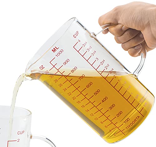 Vaso medidor de vidrio con mango 1000 ml