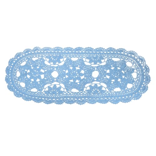 Napperon en dentelle bleu pour proteger table des rayures - 2