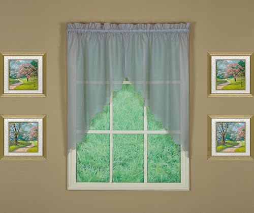 Today's Curtain Emelia Original Voile Swag Pair 38", Grey, 60" W x 38" L