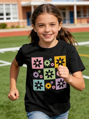 Image of Girls' Graphic Tees Summer Cute Tops Casual Short Sleeve Crew Neck T Shirts